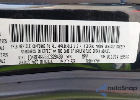 2011 Dodge Durango Crew z USA, uszkodzony, nr VIN 1D4RE4GG8BC628430